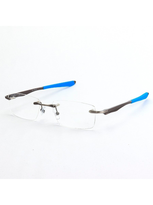 Armação de Óculos Flutuante Sem Aro Wingfold Grafite Azul Claro